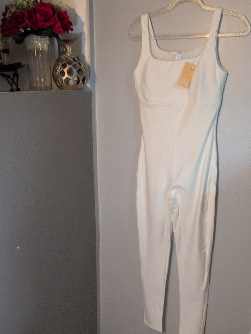 White Full-Length Shapewear Jumpsuit - Sleek Support One-Piece
